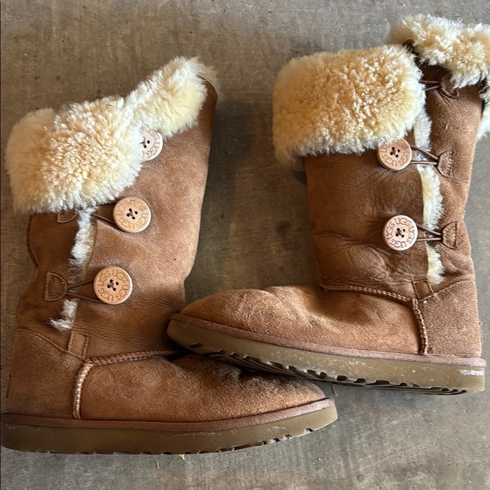 Cozy Brown Shearling Button Boots